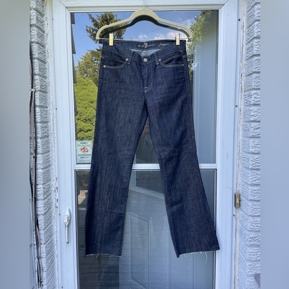 7 For All Mankind Jagger Boot Cut  Jeans size 27 dark blue wash - Picture 2 of 16